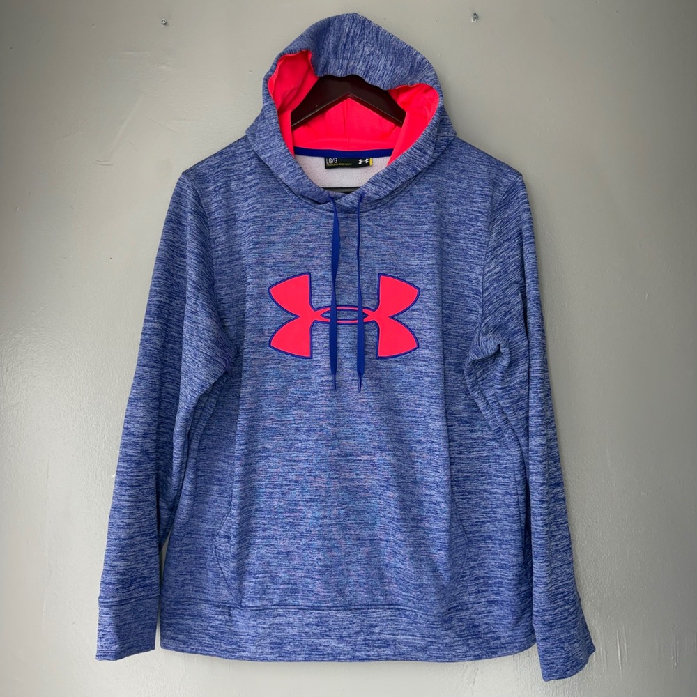 Under Armour Storm Hoodie Womens Large Blue Pink Space Dye Fleece Sweatshirt